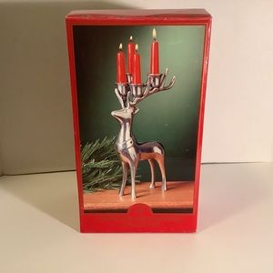 Deer Silver Tone Candle Holder 11" Home for the Holidays 1999 New in
Box